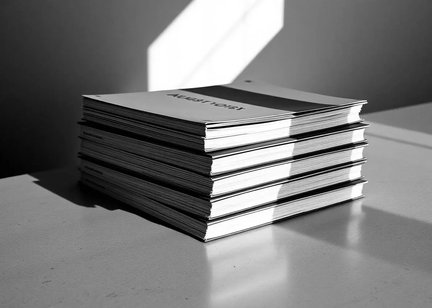 Stack of bound audit reports on a desk