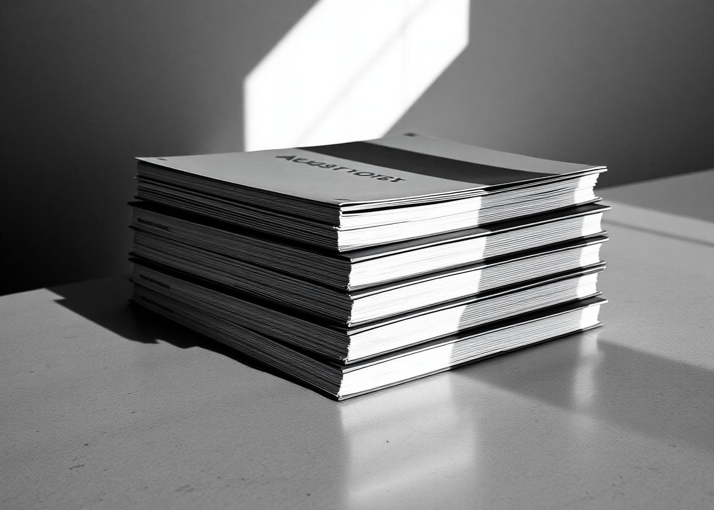 Stack of bound audit reports on a desk